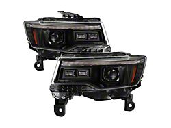 APEX Series High-Power LED Module Headlights; Black Housing; Clear Lens (14-21 Jeep Grand Cherokee WK2 w/ Factory Halogen Headlights)