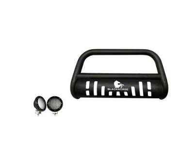 Bull Bar with 5.30-Inch Black Round Flood LED Lights; Textured Black (99-04 Jeep Grand Cherokee WJ)