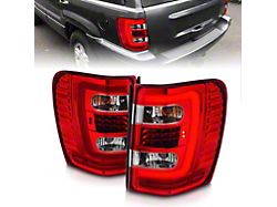 C-Bar LED Tail Lights; Chrome Housing; Red Clear Lens (99-04 Jeep Grand Cherokee WJ)