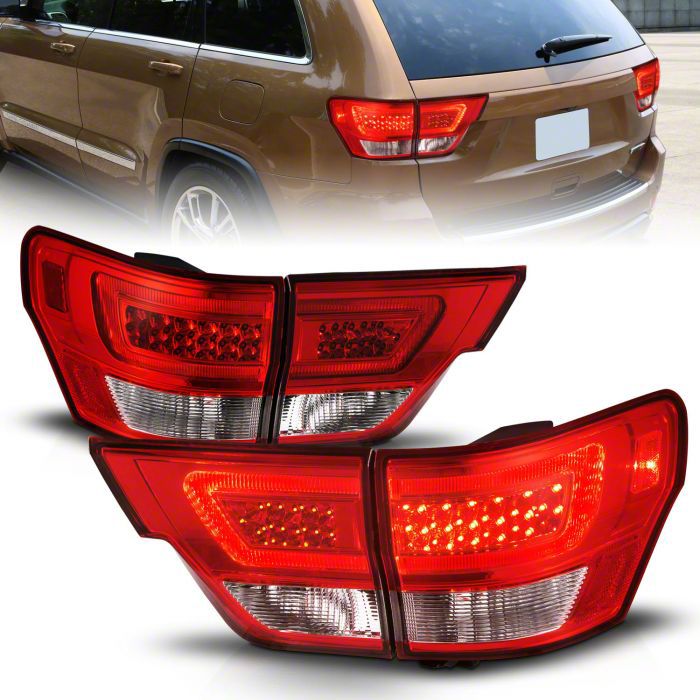 Jeep Grand Cherokee C-Bar LED Tail Lights; Black Housing
