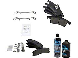 Ceramic Brake Pads with Brake Fluid and Cleaner; Front and Rear (99-02 Jeep Grand Cherokee WJ w/ Akebono Calipers; 03-04 Jeep Grand Cherokee WJ)