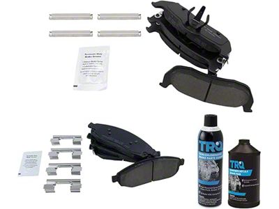 Ceramic Brake Pads with Brake Fluid and Cleaner; Front and Rear (05-10 Jeep Grand Cherokee WK, Excluding SRT8)