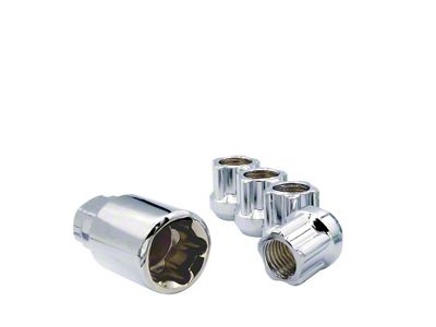 Chrome Open Bulge Acorn Lock Set for Aftermarket Wheels; 1/2-20; Set of 4 (93-10 Jeep Grand Cherokee ZJ, WJ & WK)