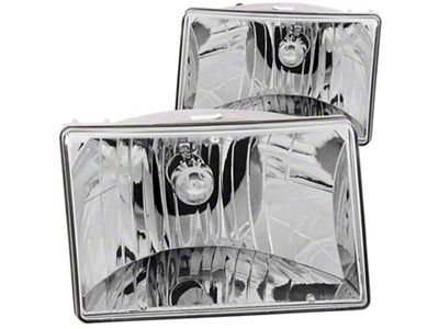 Crystal Headlights; Chrome Housing; Clear Lens (93-98 Jeep Grand Cherokee ZJ)