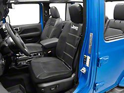 Deluxe Sideless Seat Cover with Jeep Logo; Black (Universal; Some Adaptation May Be Required)