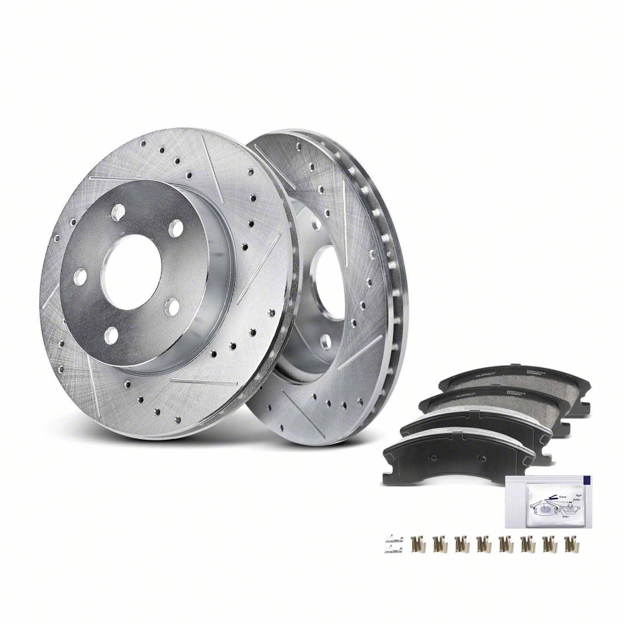 Jeep Grand Cherokee Drilled and Slotted Brake Rotor and Pad Kit; Front