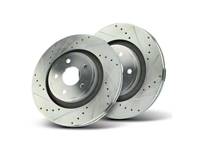 Drilled and Slotted Rotors; Front Pair (06-10 Jeep Grand Cherokee WK SRT8)