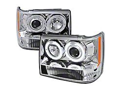 Dual Halo Projector Headlights; Chrome Housing; Clear Lens (93-96 Jeep Grand Cherokee ZJ)