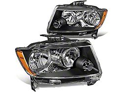 Factory Style Headlights with Amber Corners; Black Housing; Clear Lens (11-13 Jeep Grand Cherokee WK2 w/ Factory Halogen Headlights)
