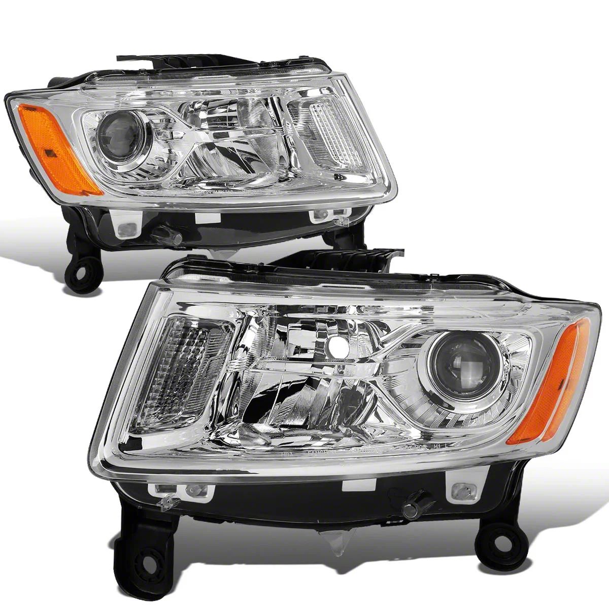Jeep Grand Cherokee Factory Style Headlights with Amber Corners; Chrome