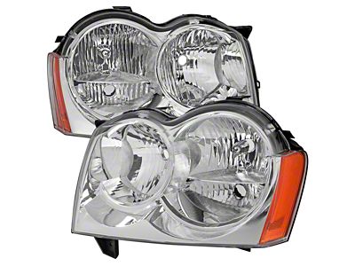 Factory Style Headlights; Chrome Housing; Clear Lens (05-07 Jeep Grand Cherokee WK)