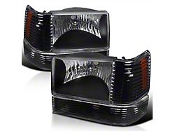Factory Style Headlights with Corner and Bumper Lights; Black Housing; Clear Lens (93-98 Jeep Grand Cherokee ZJ)