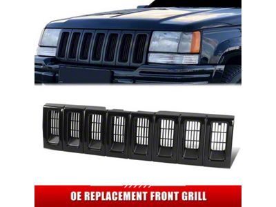 Fence Mesh Style Upper Replacement Grille; Black (93-95 Jeep Grand Cherokee ZJ)