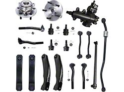 Front Wheel Hub Assemblies with Control Arms, Steering Gear Box, Sway Bar Links, Tie Rods and Track Bar (99-04 Jeep Grand Cherokee WJ)