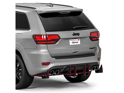 Genali VR2 Rear Diffuser; Satin Black Ice Vinyl (17-21 Jeep Grand Cherokee WK2 SRT, Trackhawk)