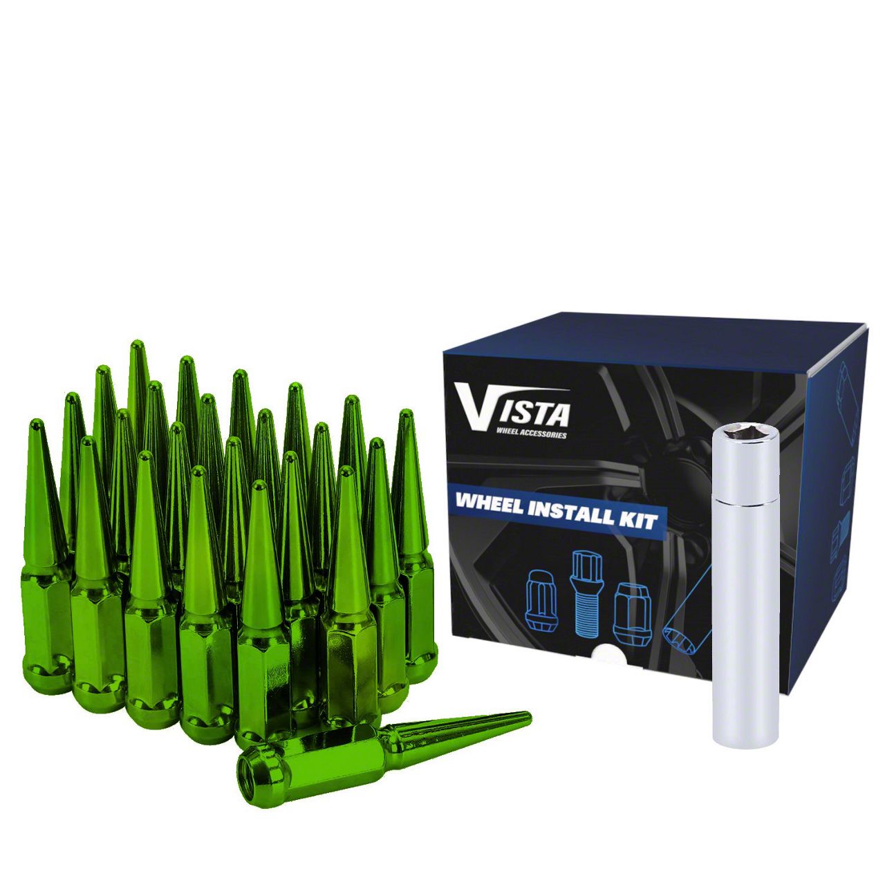 Jeep Grand Cherokee Green Spike Lug Nuts for Aftermarket Wheels