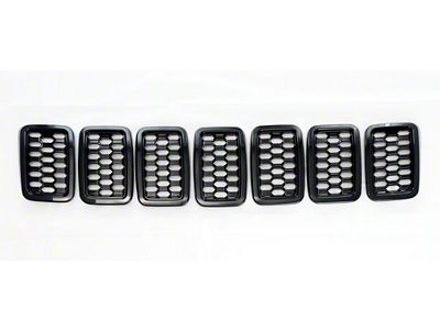 Chrome Delete Grille Overlay; Gloss Black (17-21 Jeep Grand Cherokee WK2 Laredo, Laredo E, Laredo X, Limited, Overland, Summit)