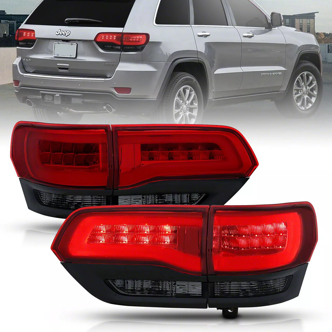 Jeep Grand Cherokee LED Tail Lights; Black Housing; Smoked Lens (1421