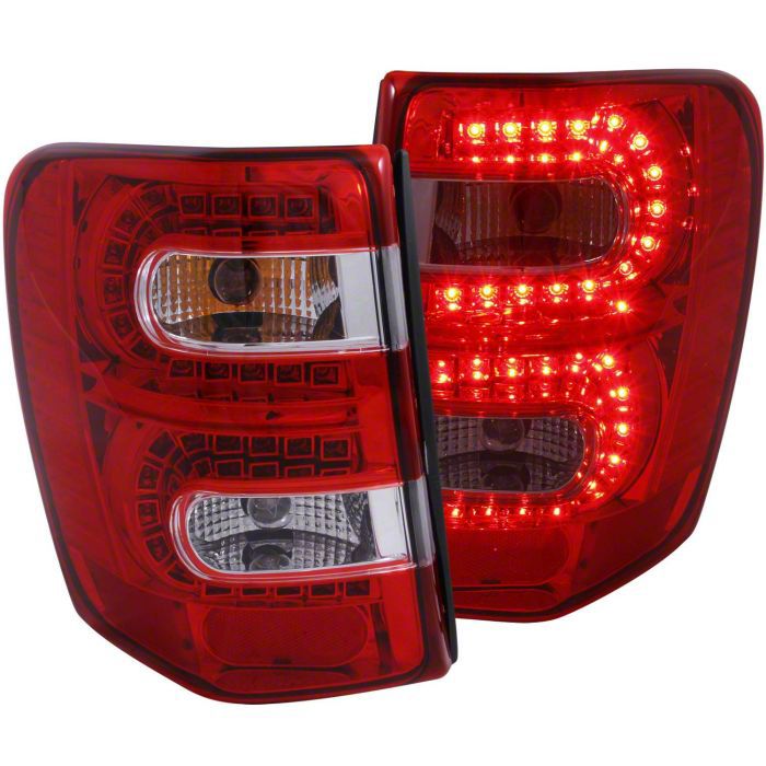 Jeep Grand Cherokee LED Tail Lights; Chrome Housing; Red Clear Lens (99