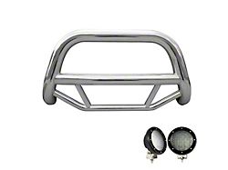 Max Bull Bar with 5.30-Inch Black Round Flood LED Lights; Stainless Steel (93-98 Jeep Grand Cherokee ZJ)