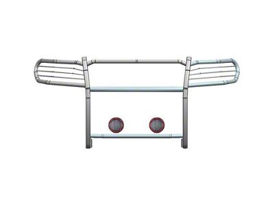 Modular Grille Guard with 5.30-Inch Red Round Flood LED Lights; Black (22-25 Jeep Grand Cherokee WL)