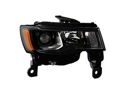 OE Style Headlight; Black Housing; Clear Lens; Passenger Side (17-21 Jeep Grand Cherokee WK2 w/ Factory Halogen Headlight)