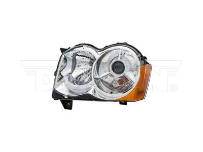 OE Style Headlight; Chrome Housing; Clear Lens; Driver Side (08-10 Jeep Grand Cherokee WK w/ Factory Non-Leveling HID Headlights)