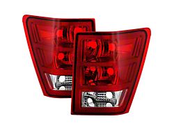 OE Style Tail Lights; Chrome Housing; Red Clear Lens (05-06 Jeep Grand Cherokee WK)