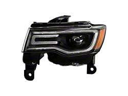 OEM Style Headlight; Black Housing; Clear Lens; Driver Side (17-21 Jeep Grand Cherokee WK2 w/ Factory HID Headlights & LED DRL)
