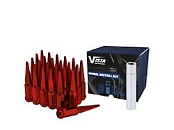 Red Spike Lug Nuts for Aftermarket Wheels; M14x1.5; Set of 24 (11-25 Jeep Grand Cherokee WK2 & WL)