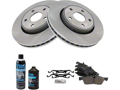 Semi-Metallic Brake Rotor, Pad, Brake Fluid and Cleaner Kit; Front (11-16 Jeep Grand Cherokee WK2 w/ Solid Rear Rotors)