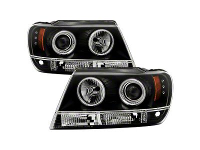 Signature Series CCFL Halo Projector Headlights; Black Housing; Clear Lens (99-04 Jeep Grand Cherokee WJ)