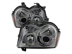 Signature Series LED Halo Projector Headlights; Chrome Housing; Smoked Lens (05-07 Jeep Grand Cherokee WK)