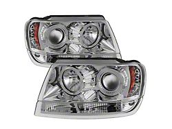 Signature Series LED Halo Projector Headlights; Chrome Housing; Clear Lens (99-04 Jeep Grand Cherokee WJ)