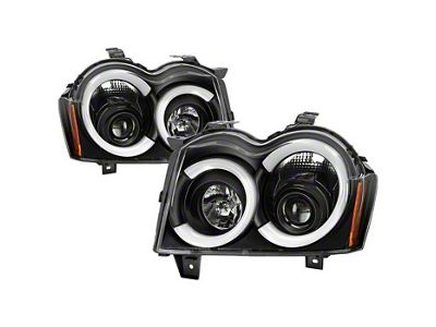 Signature Series Light Bar Projector Headlights; Black Housing; Clear Lens (05-07 Jeep Grand Cherokee WK)