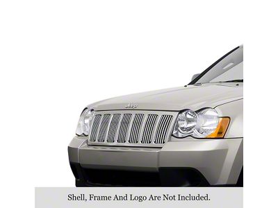 Stainless Steel Billet Upper Grille Overlay; Polished (06-08 Jeep Grand Cherokee WK Overland, SRT8)
