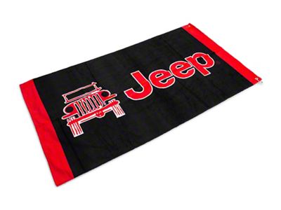 Towel2Go Seat Cover with Jeep and Grille Logo; Black and Red (Universal; Some Adaptation May Be Required)