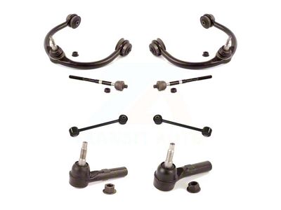 Front Upper Suspension Control Arm and Ball Joint Assemblies with Front Stabilizer Bar Link and Tie Rod End Kit (05-10 Jeep Grand Cherokee WK)