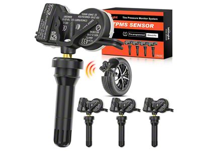 Valve Stem-Mounted TPMS Sensors with Rubber Valve; Set of 4 (16-21 Jeep Grand Cherokee WK2)