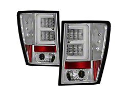 Version 2 Light Bar LED Tail Lights; Chrome Housing; Clear Lens (05-06 Jeep Grand Cherokee WK)