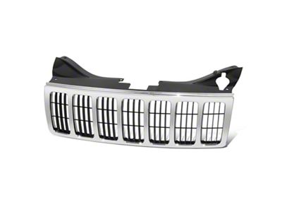 Vertical Fence Mesh Style Upper Replacement Grille; Chrome (05-07 Jeep Grand Cherokee WK)