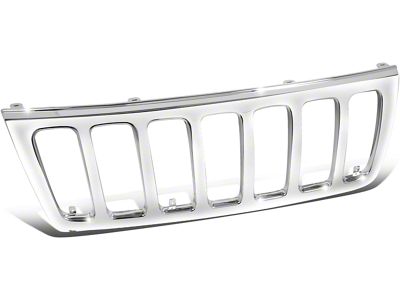 Vertical Fence Mesh Style Upper Replacement Outer Grille; Chrome (99-03 Jeep Grand Cherokee WJ Laredo)