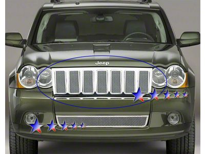 Wire Mesh Upper Grille Overlay; Polished (09-10 Jeep Grand Cherokee WK)