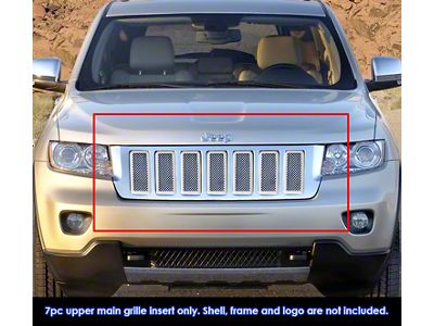 Wire Mesh Upper Grille Overlay; Polished (11-13 Jeep Grand Cherokee WK2, Excluding Overland & SRT8)