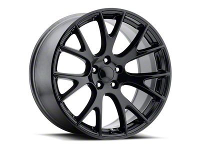 Hellcat Replica Gloss Black Wheel; 22x9; 30mm Offset (99-04 Jeep Grand Cherokee WJ)