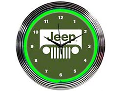 Jeep Wrangler Grille Green Neon Clock