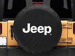 Jeep Licensed by TruShield White Logo Spare Tire Cover (66-18 Jeep CJ5, CJ7, Wrangler YJ, TJ & JK)
