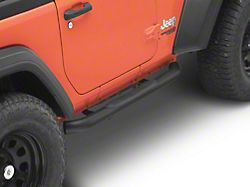 Jeep Licensed by RedRock 3-Inch Round Curved Side Step Bars; Textured Black (18-25 Jeep Wrangler JL 2-Door)