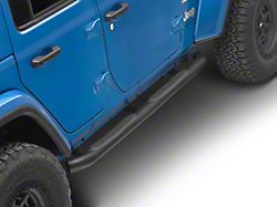 Jeep Licensed by RedRock 3-Inch Round Curved Side Step Bars; Textured Black (18-25 Jeep Wrangler JL 4-Door)