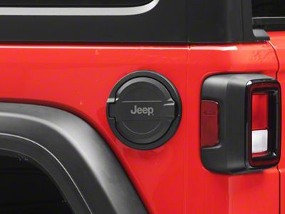 Jeep Licensed by RedRock Fuel Filler Door Cover; Matte Black (18-25 Jeep Wrangler JL)